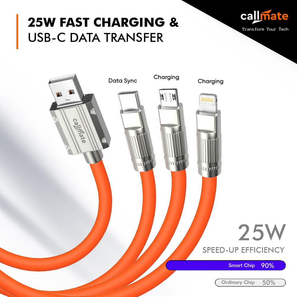 3 in 1 Charging & USB-C Data Cable