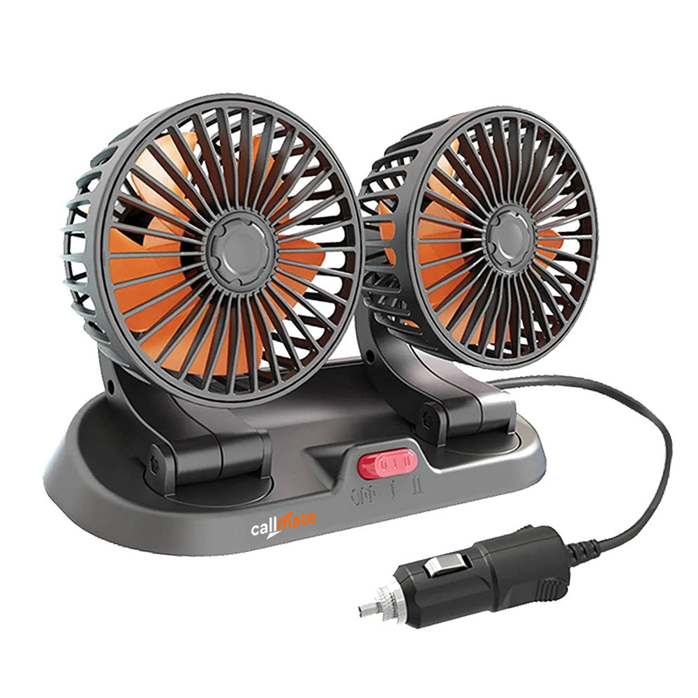 Double Headed Car Fan (Car Socket)