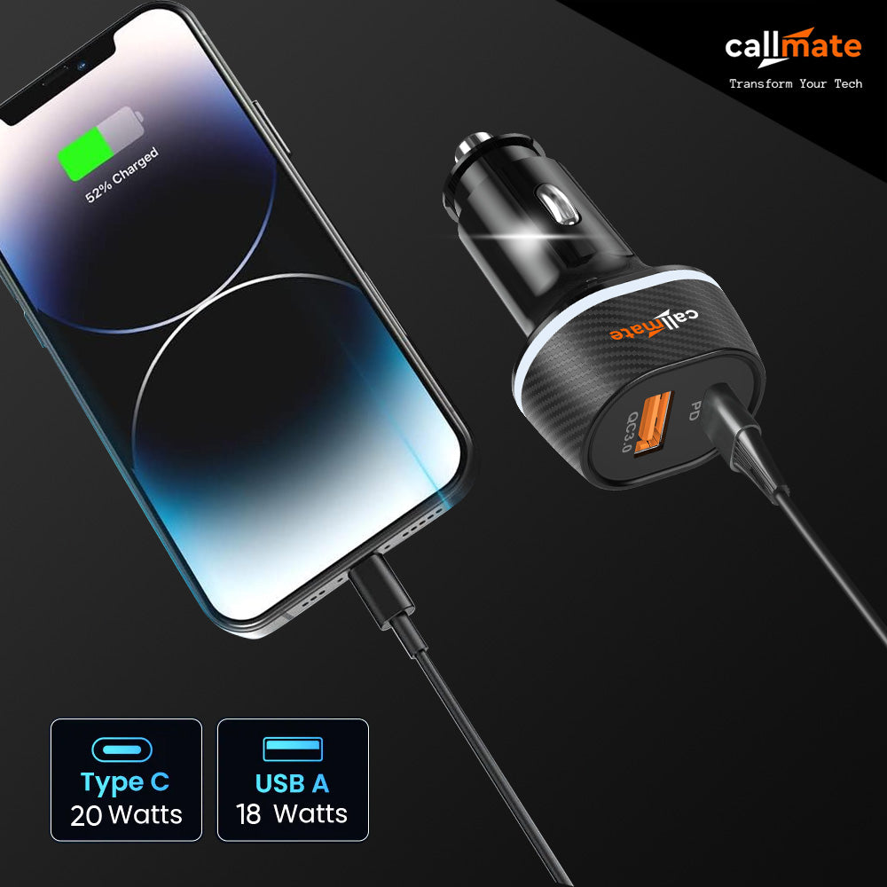 Callmate CT53 QC PD Car Charger (Free Cable)