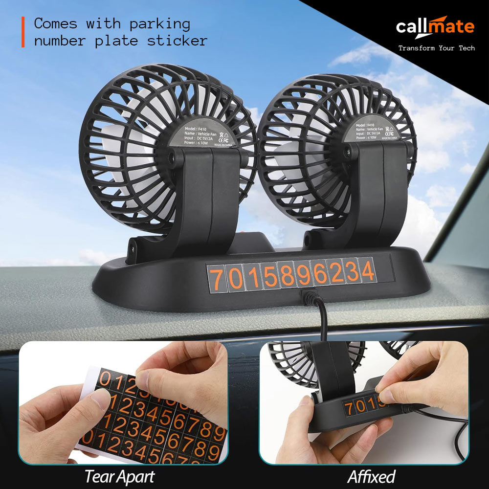 Double Headed Car Fan (Car Socket)