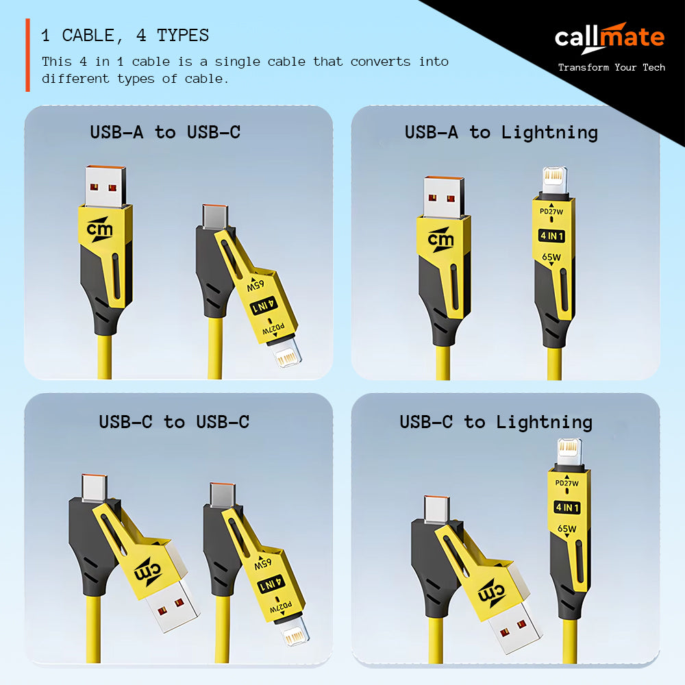 Spiral: 4 in 1 Cable (65W, 1.5 Meter)