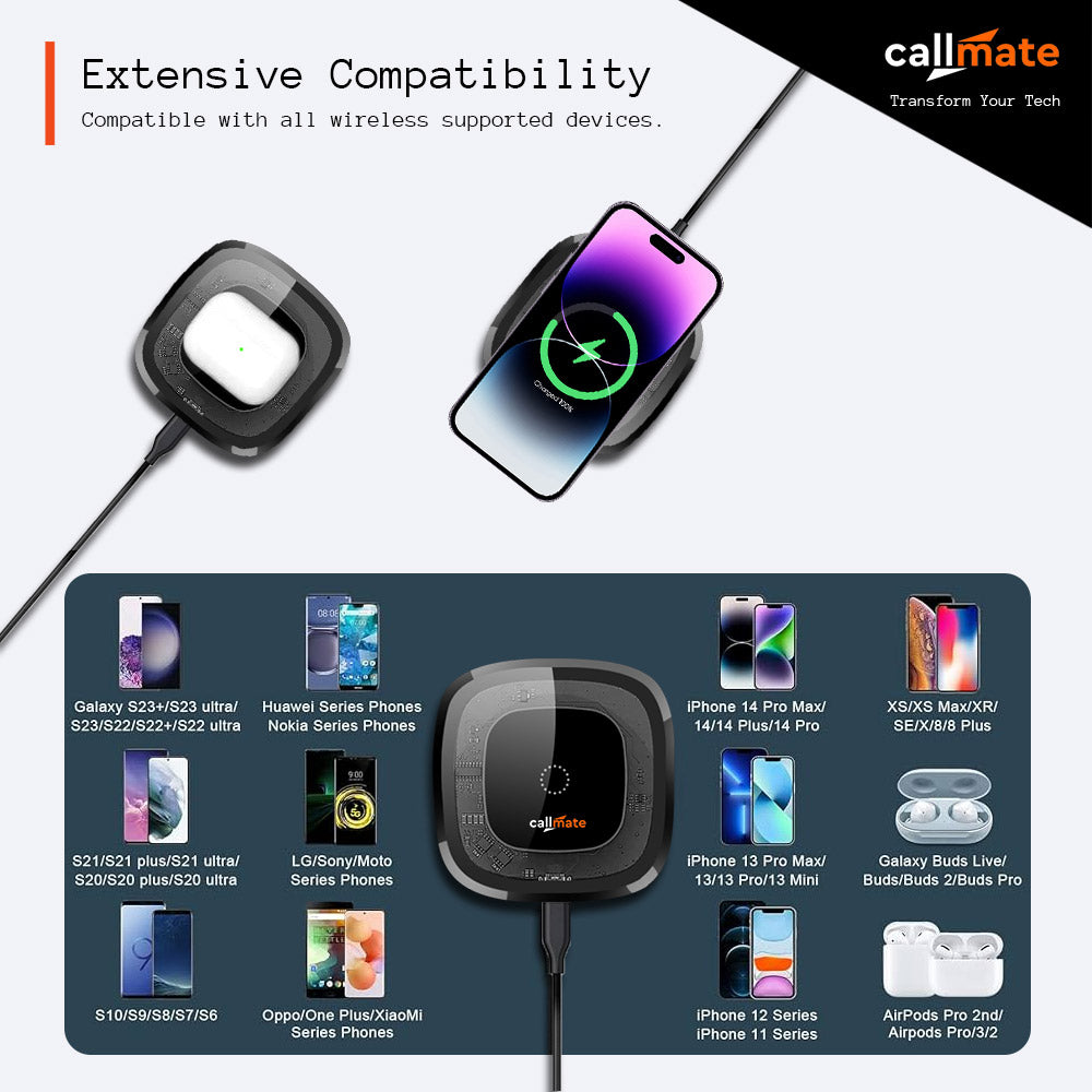 15W C-Thru Wireless Fast Charging Pad (with Type-C Cable)