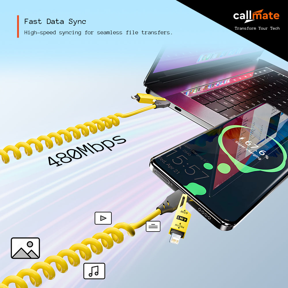 Spiral: 4 in 1 Cable (65W, 1.5 Meter)