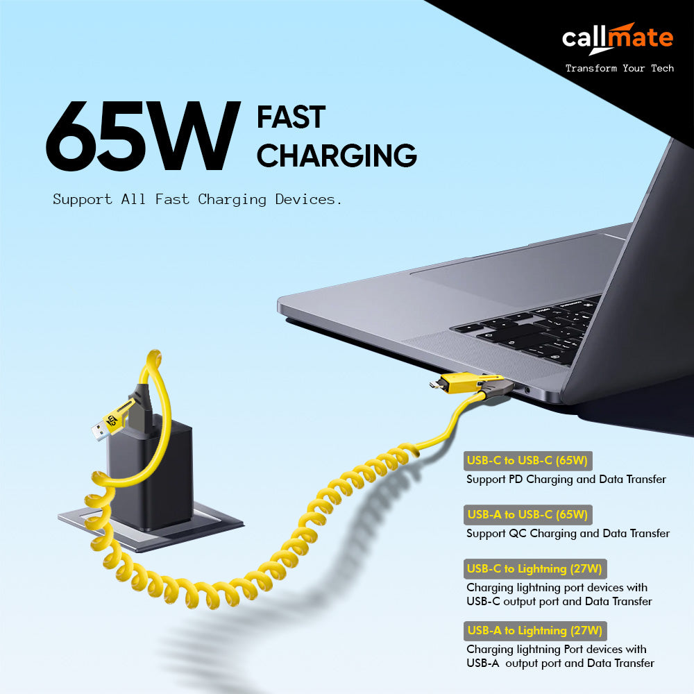 Spiral: 4 in 1 Cable (65W, 1.5 Meter)