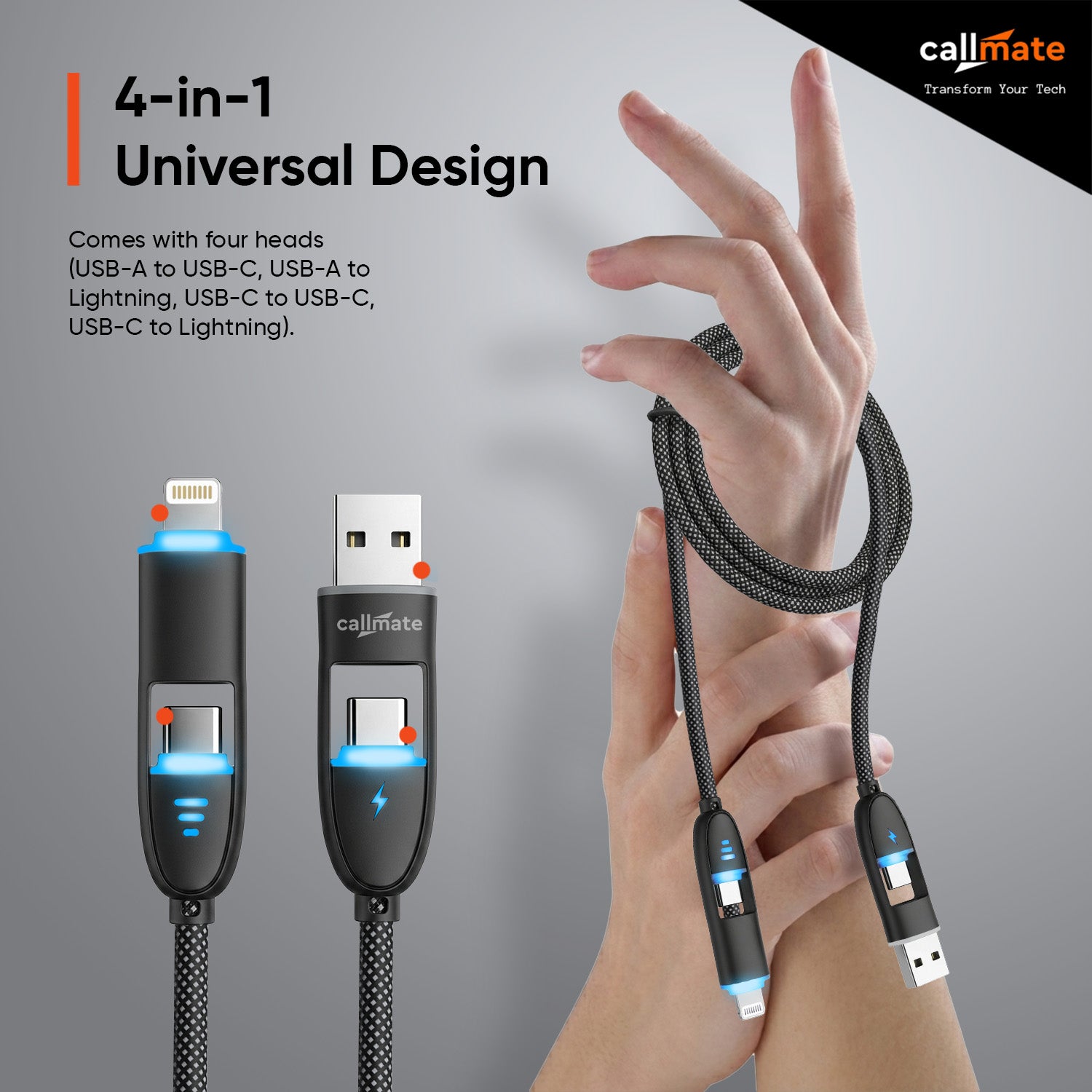 4 in 1 Fabric Cable (LED Connectors)