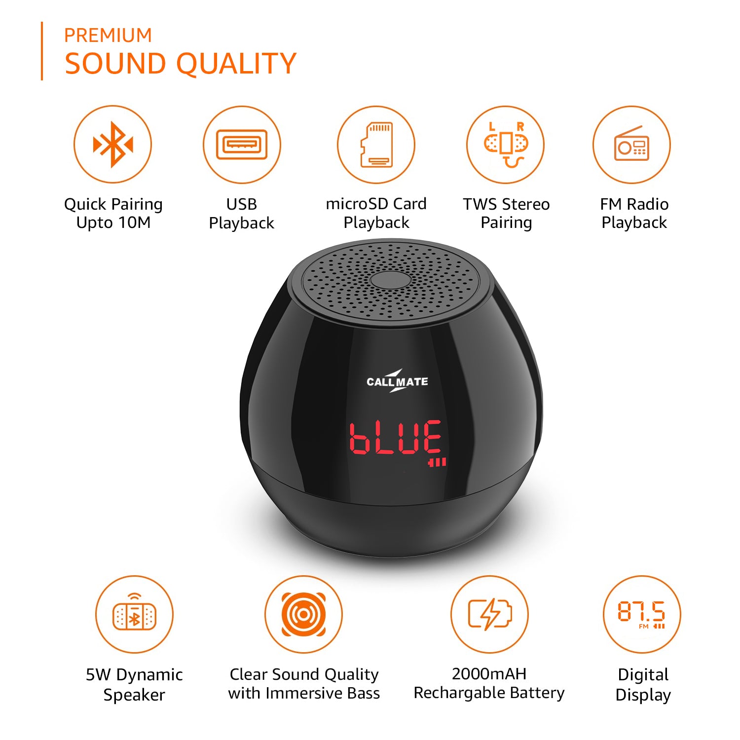 Callmate Sonic: Wireless Bluetooth Speaker