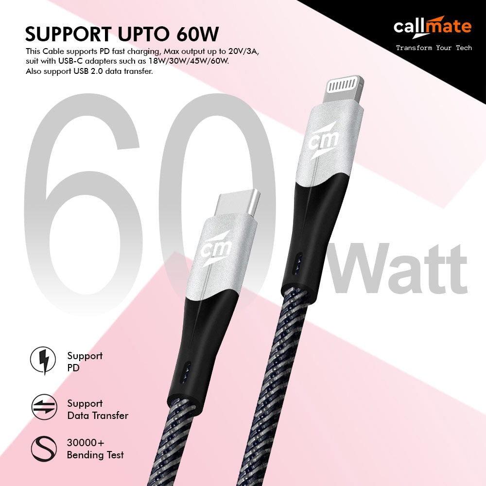 Type-C to Lightning Fabric Metal Cable (60W)