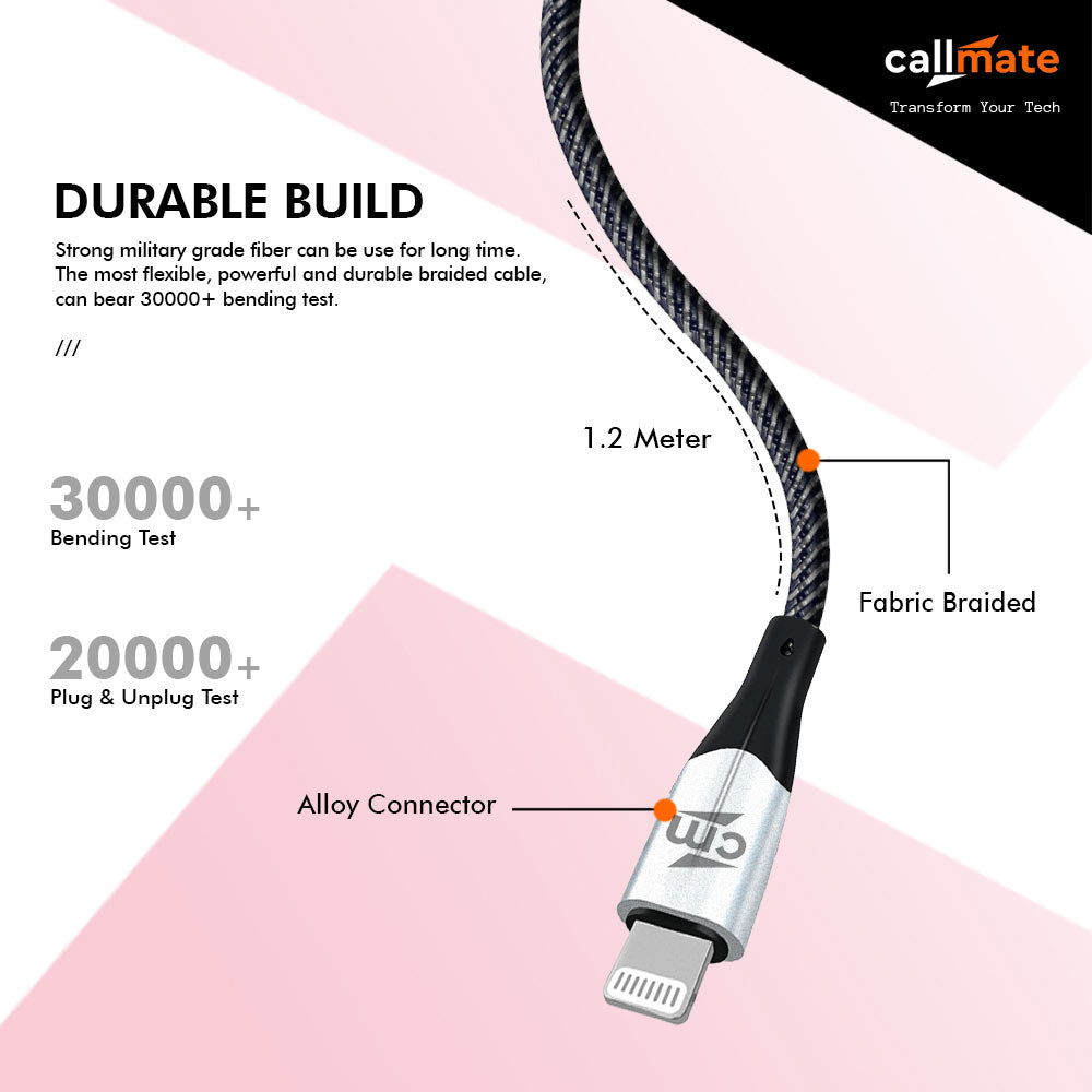 Type-C to Lightning Fabric Metal Cable (60W)