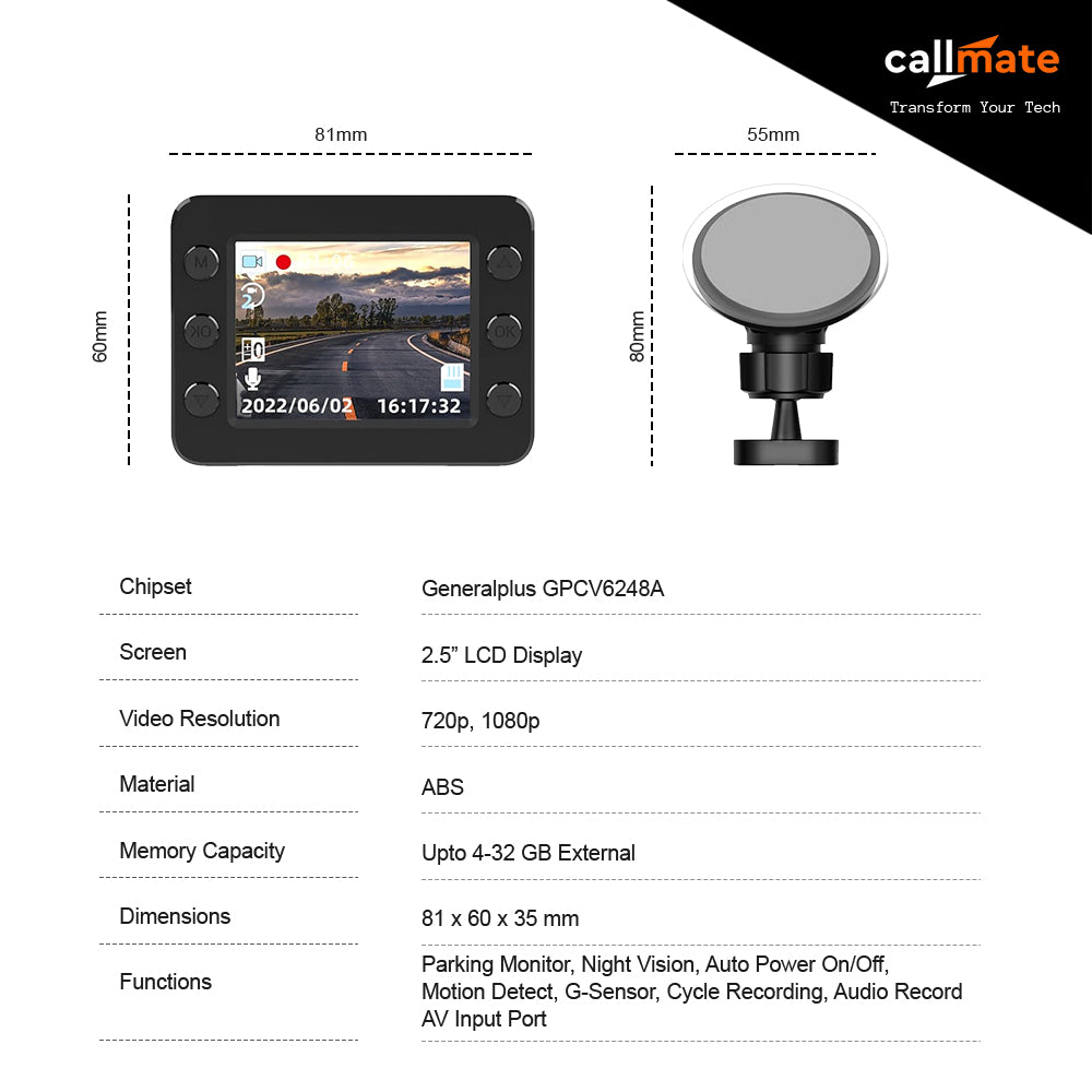 Roadrunner : Car Dashboard Camera 1080p Full HD