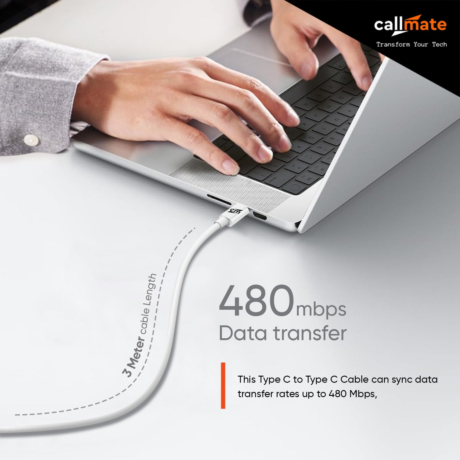 55W Type-C to Type-C Data & Charging Cable (3M)
