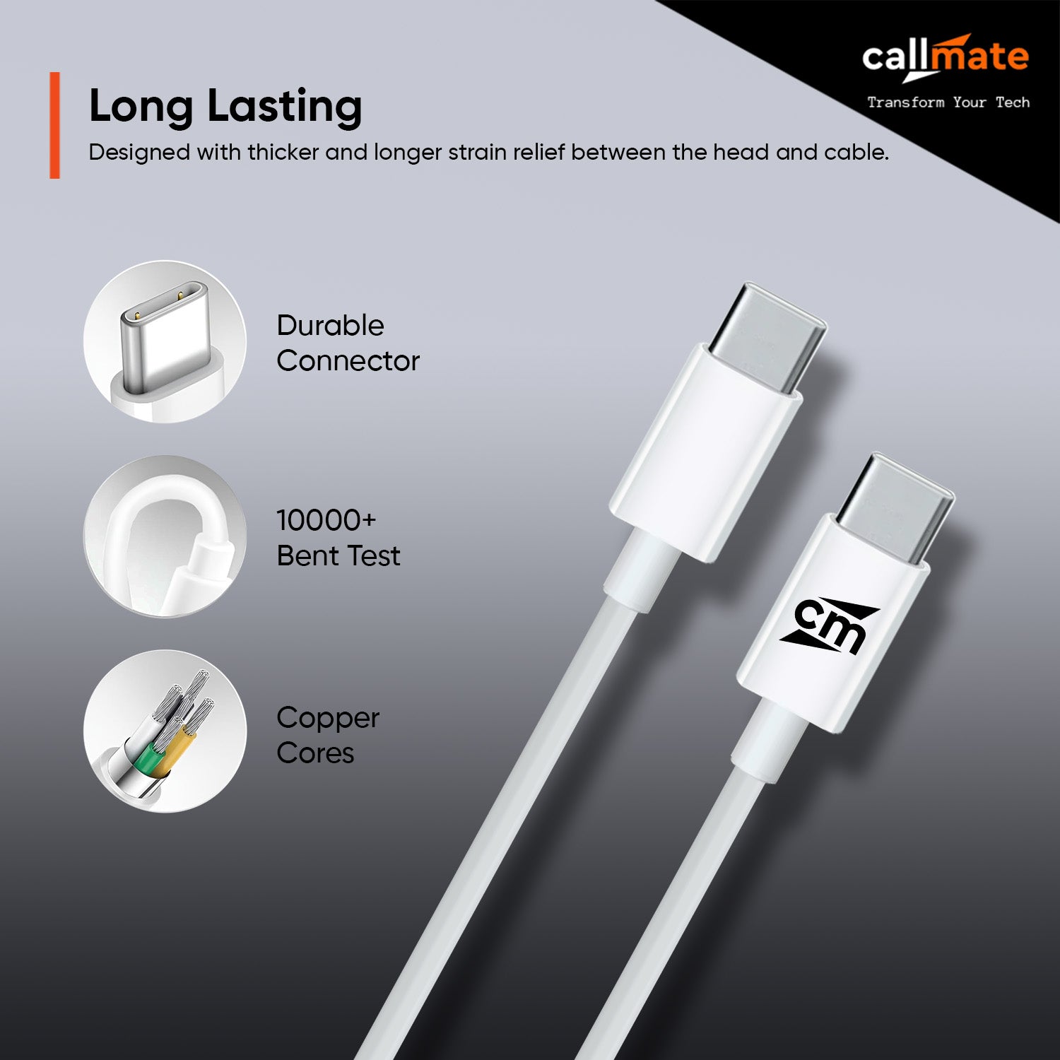 55W Type-C to Type-C Data & Charging Cable (3M)