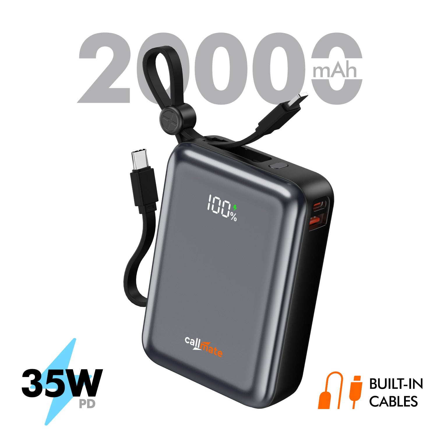 Marquee Power Bank 10000mAh with Built-in Cable