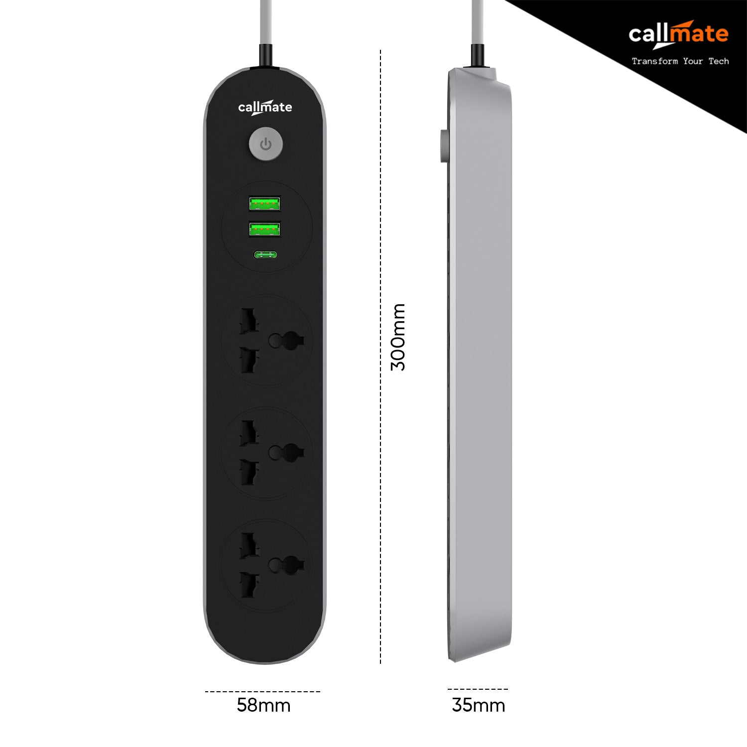 Vision: The Extension Board (3x AC Socket, 2x USB-A, 1x Type-C)