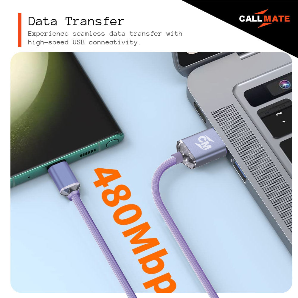 Callmate Complimentary Usb To C Braided Cable, 55w