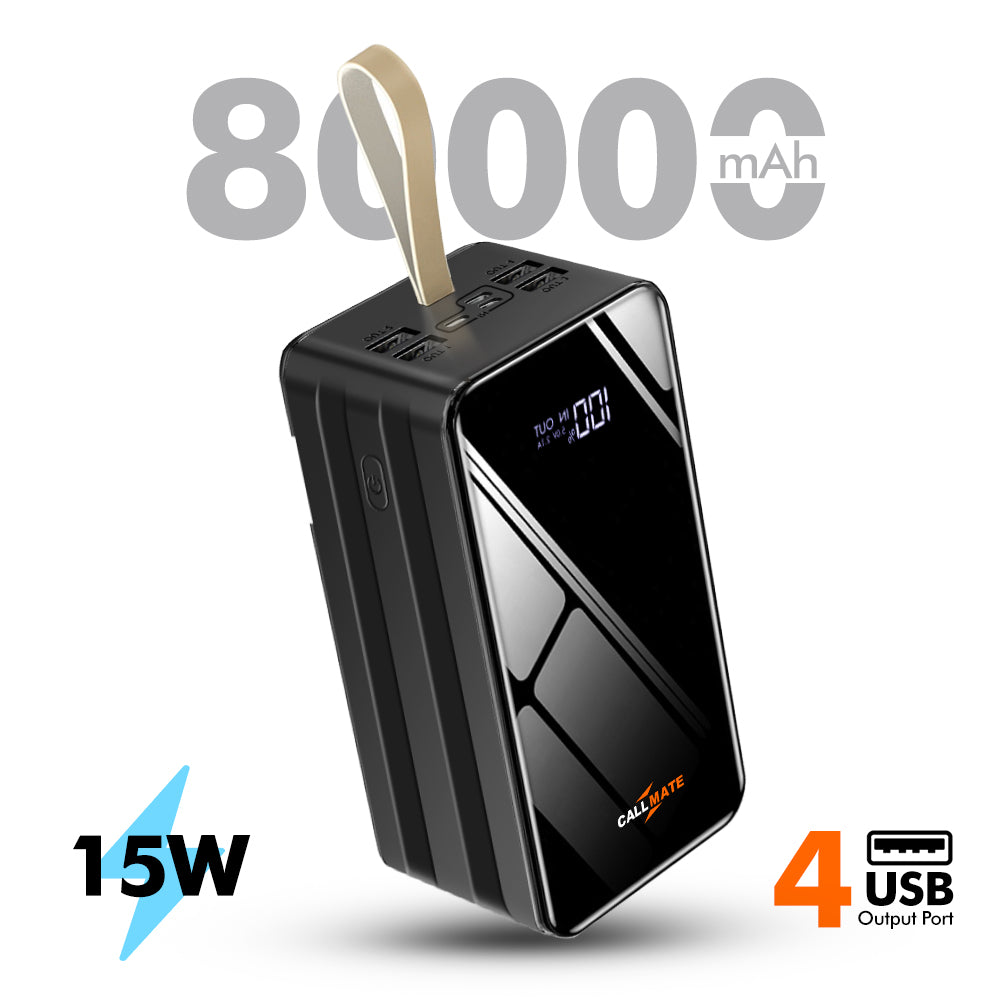 80000mAh Power Bank – Fast Charging Portable Battery With Dual USB & USB-C, 40W Max Input
