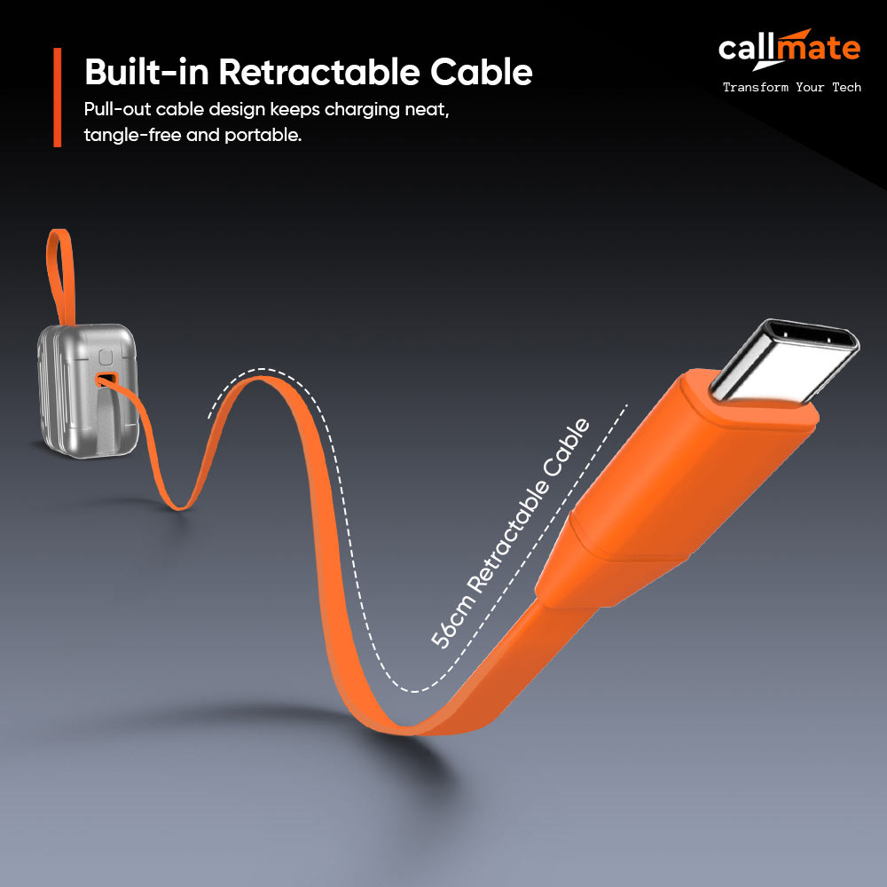 Minitrunk Power Bank 10000mAh with Retractable Cable