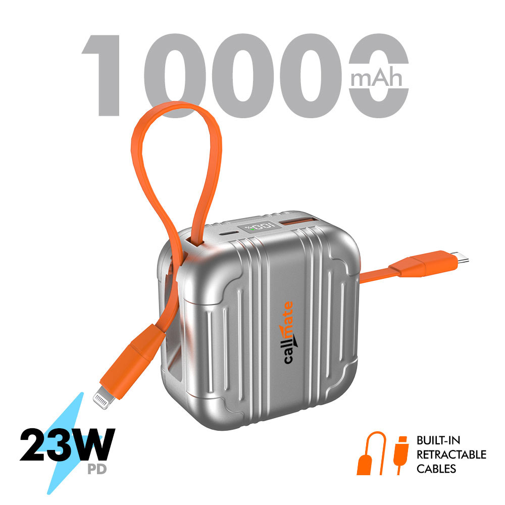 Minitrunk Power Bank 10000mAh with Retractable Cable