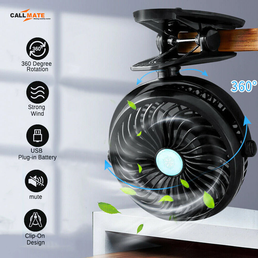 Usb Plug-in Use Mini Clipped Fan 360° Rotation 2-speed Wind