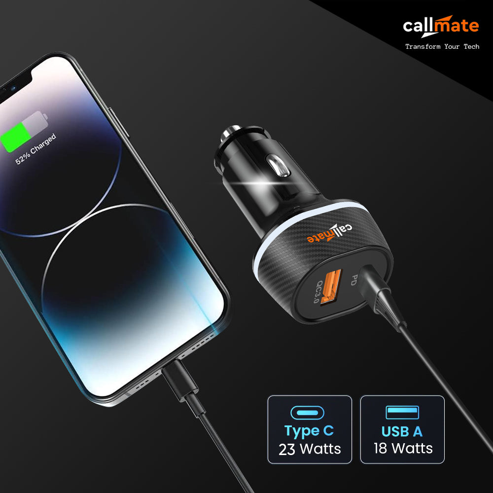 Callmate CT53 QC PD Car Charger (Free Cable)