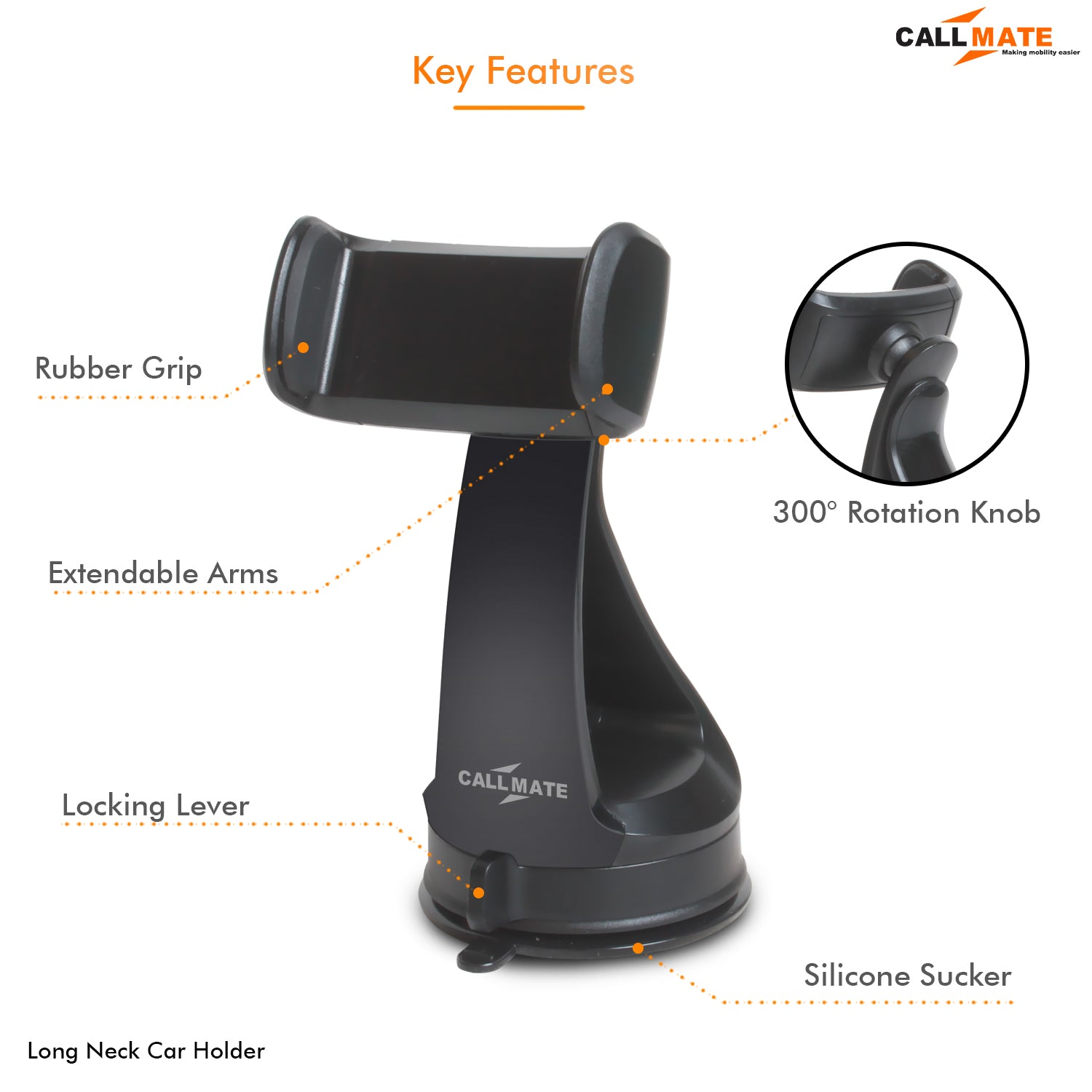 Long Neck Car Mobile Holder