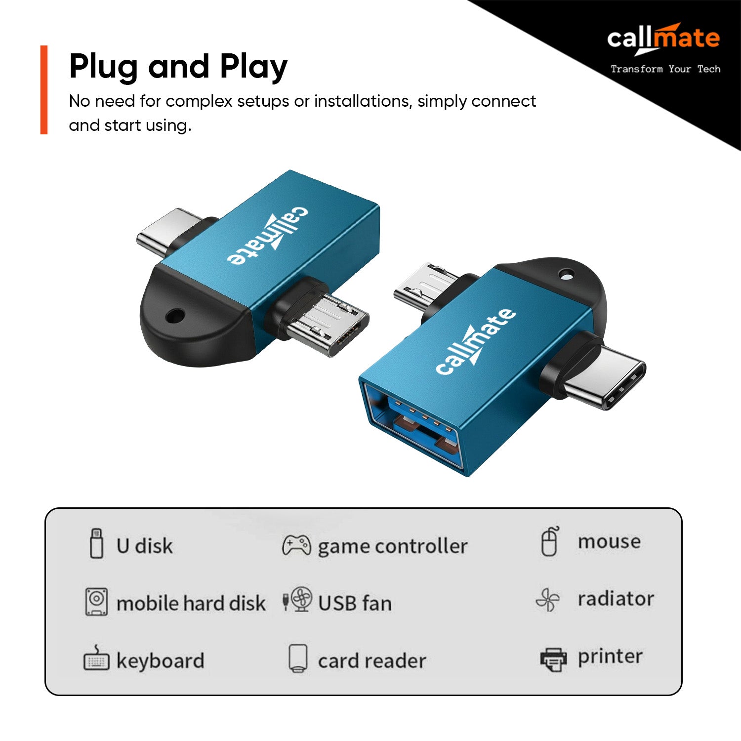 2 in 1 OTG (Type-C & Micro Connectors)