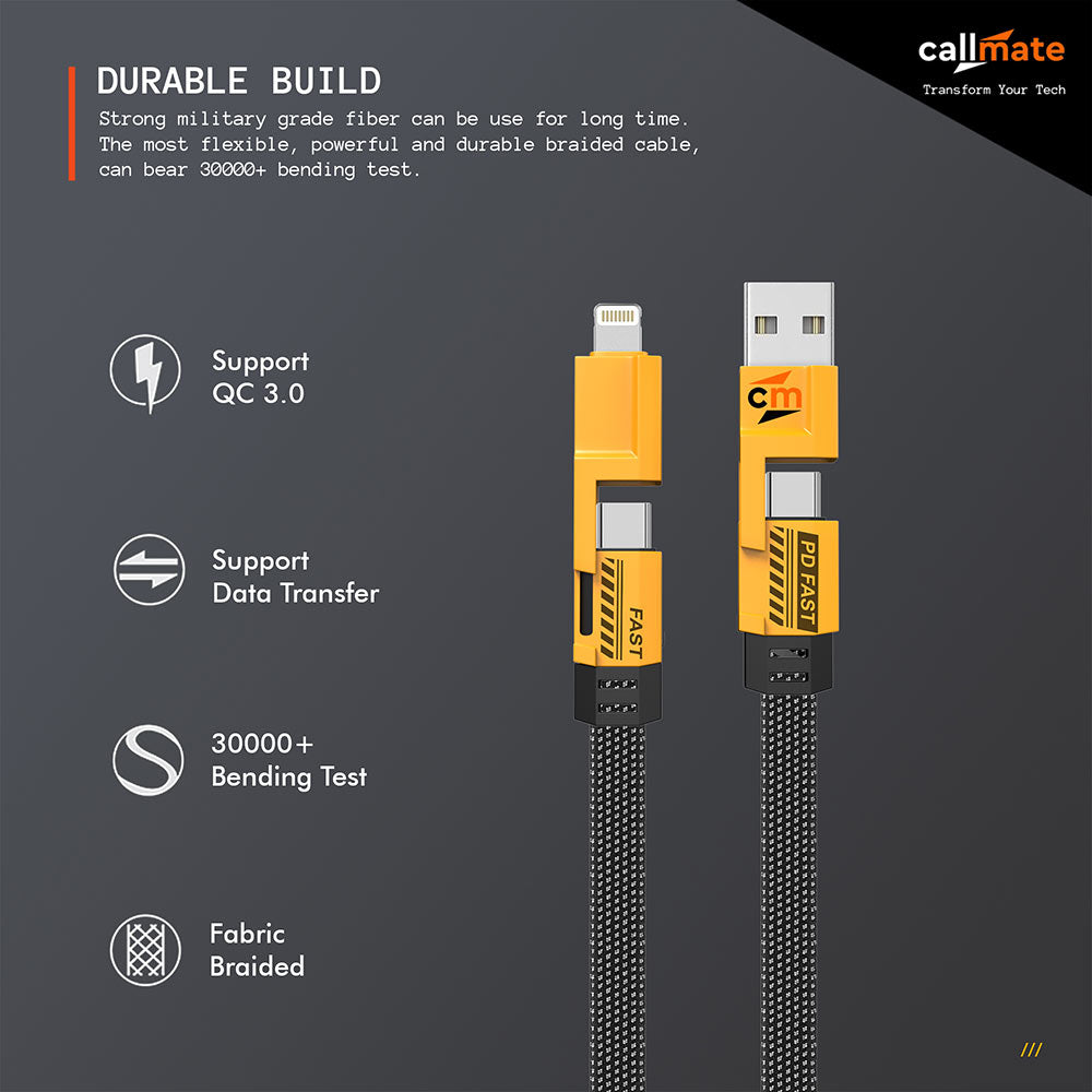 4 in 1 Metal Cable (65W, 1.5 Meter)