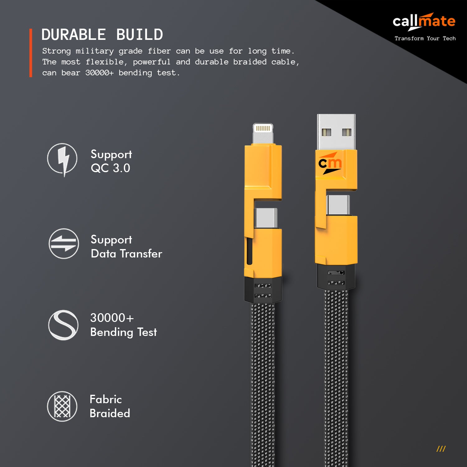 4 in 1 Metal Cable (65W, 1.5 Meter)