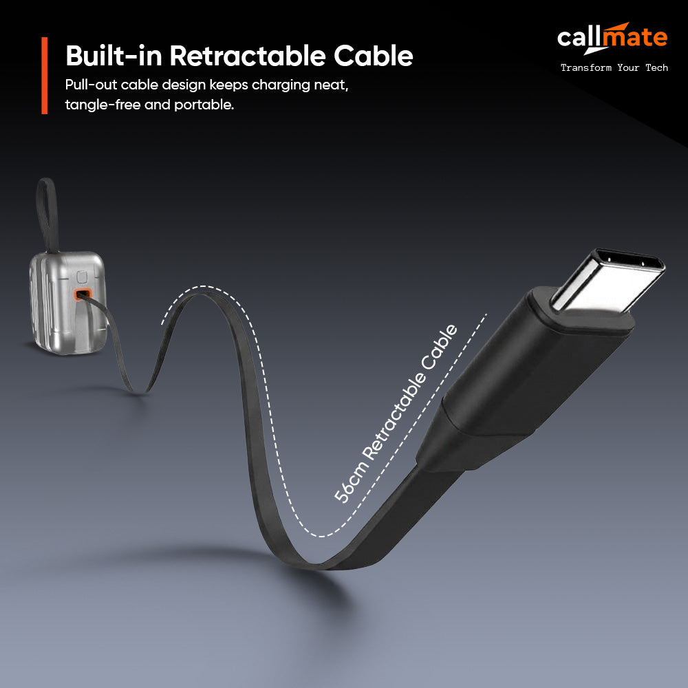 Minitrunk Power Bank 10000mAh with Retractable Cable