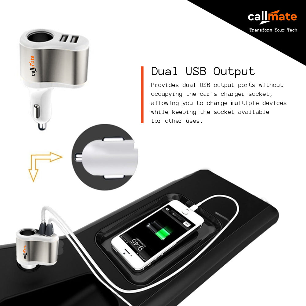 2 USB Car Charger with Socket