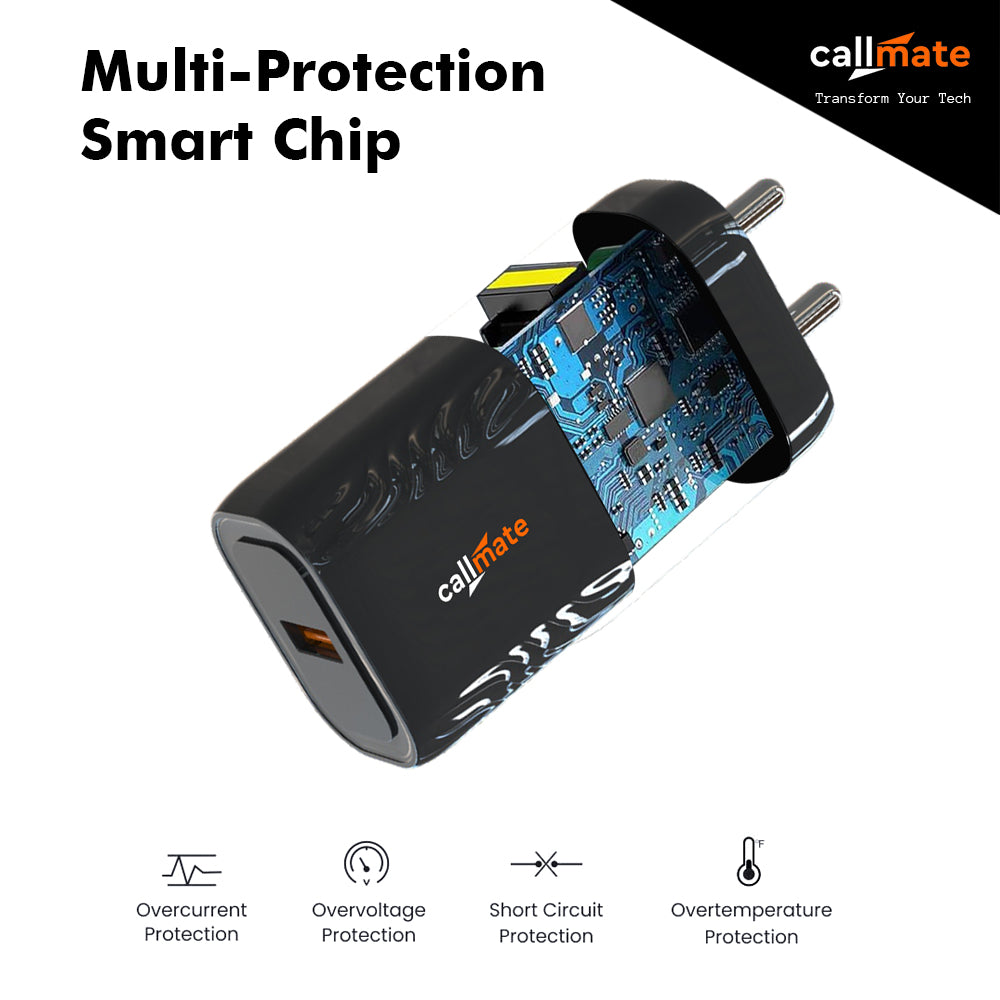 Callmate CT 21 QC Wall Charger With 3-In-1 Cable
