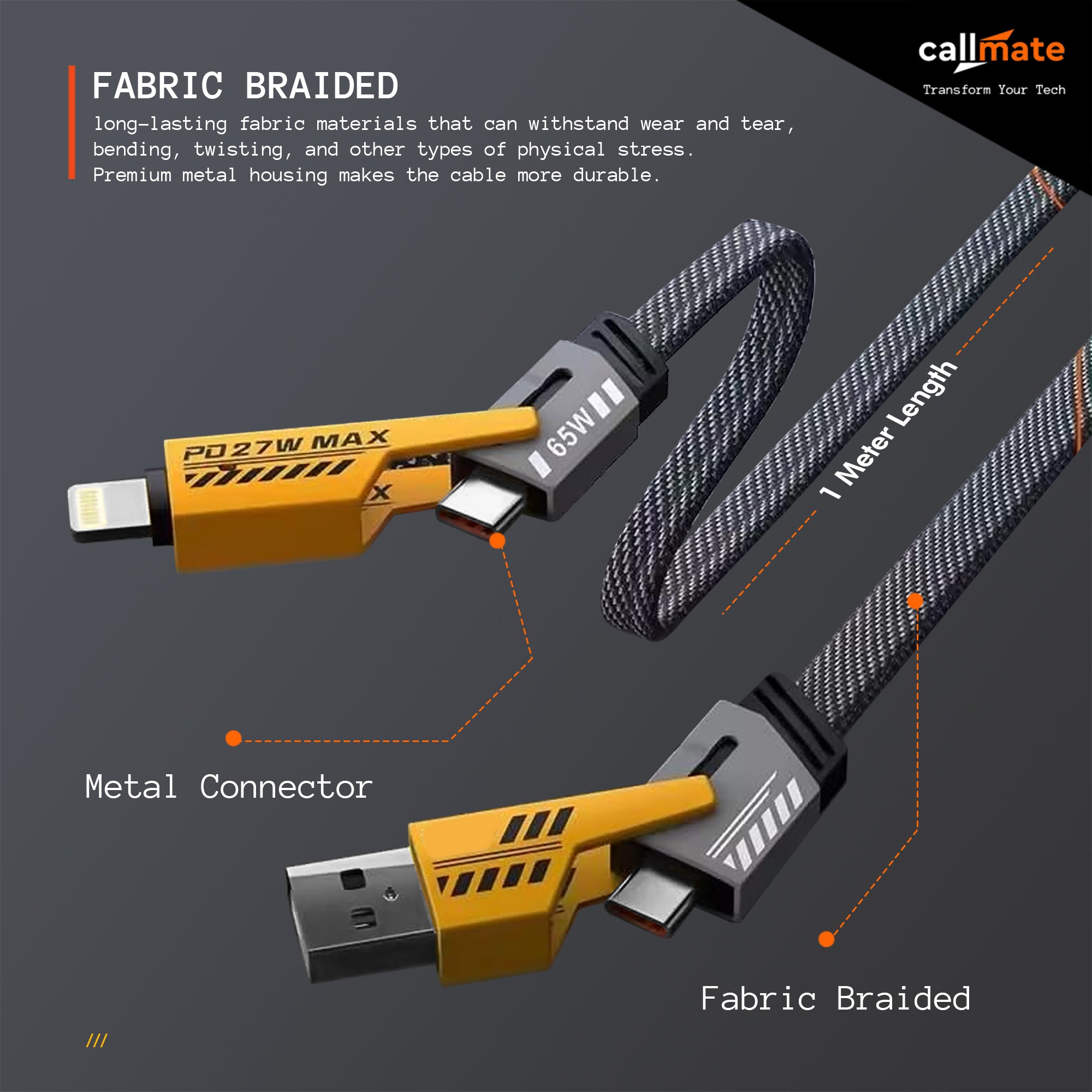 4 in 1 Metal Cable (65W, 1 Meter)