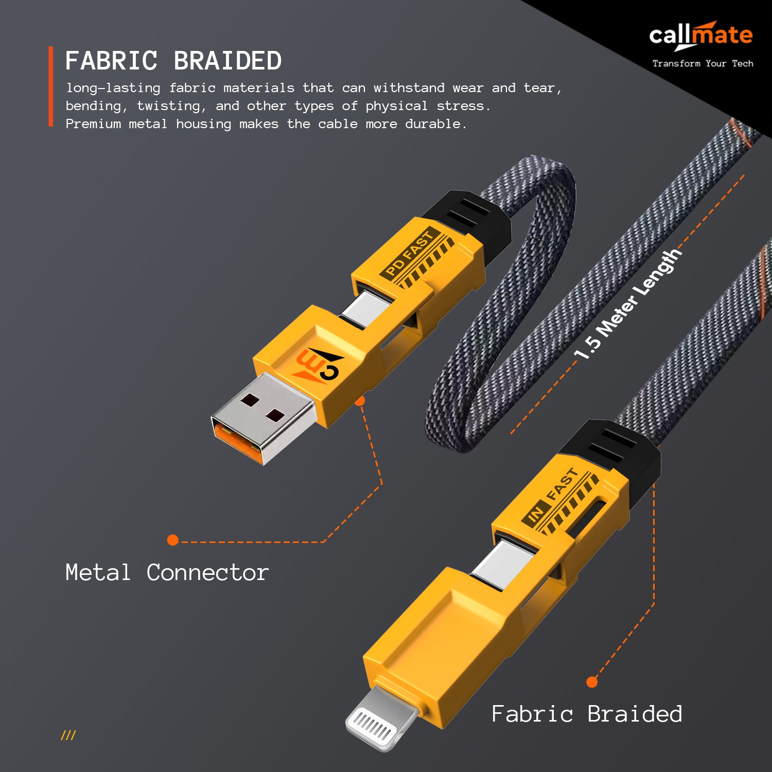 4 in 1 Metal Cable (65W, 1.5 Meter)