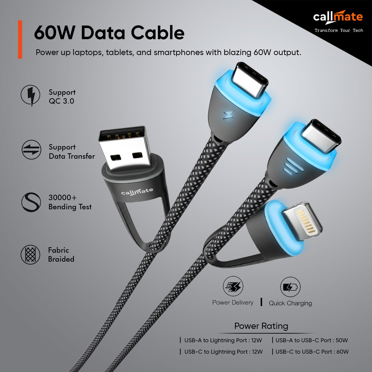 4 in 1 Fabric Cable (LED Connectors)