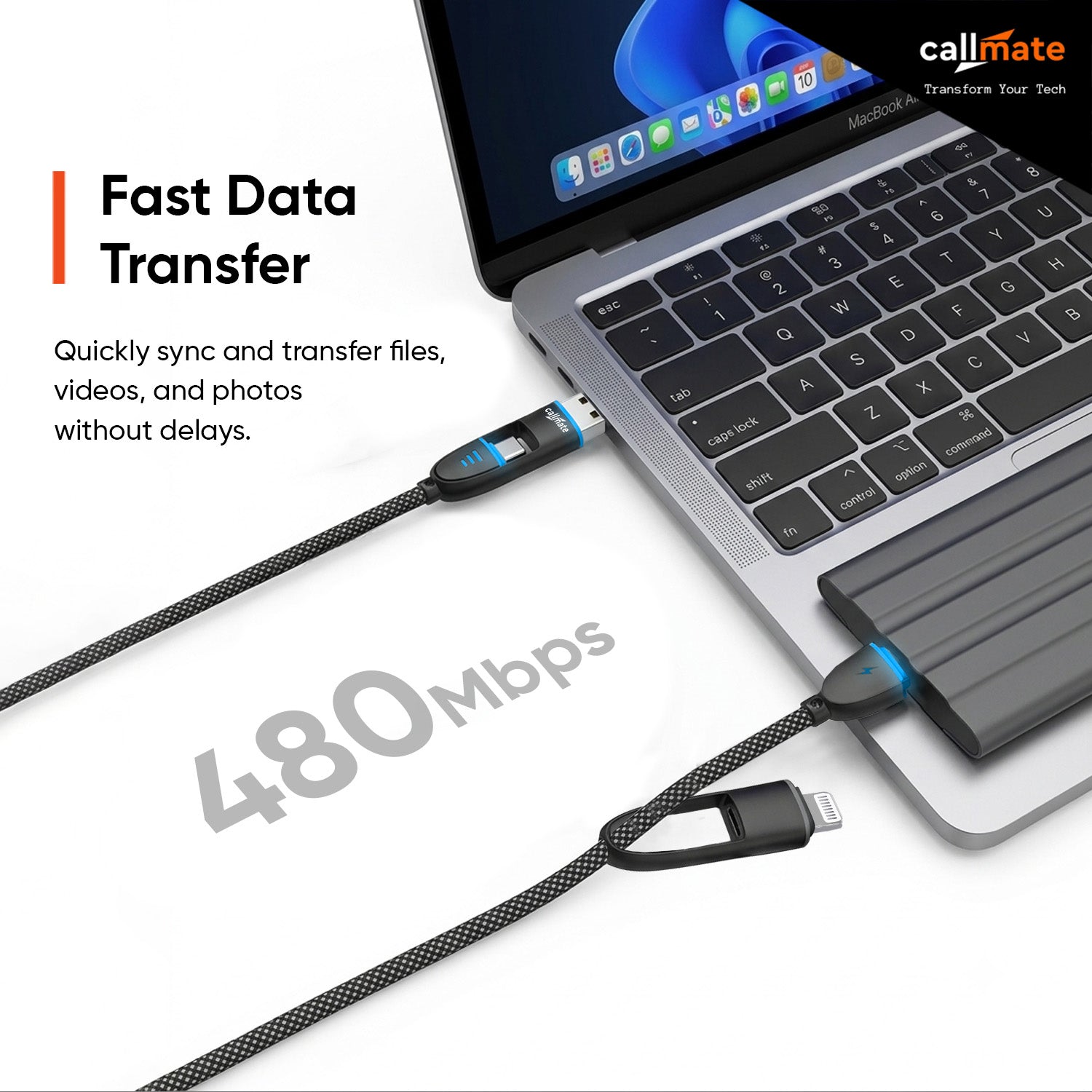 4 in 1 Fabric Cable (LED Connectors)