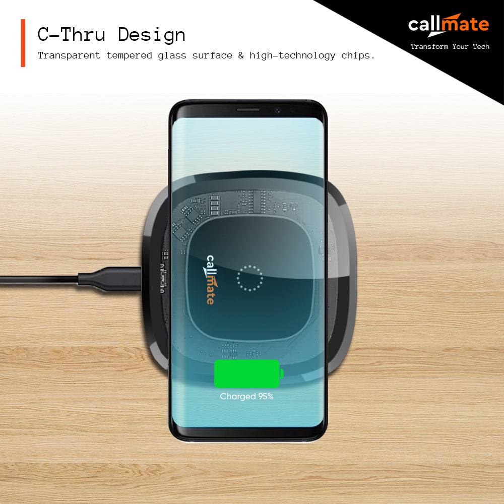 15W C-Thru Wireless Fast Charging Pad (with Type-C Cable)