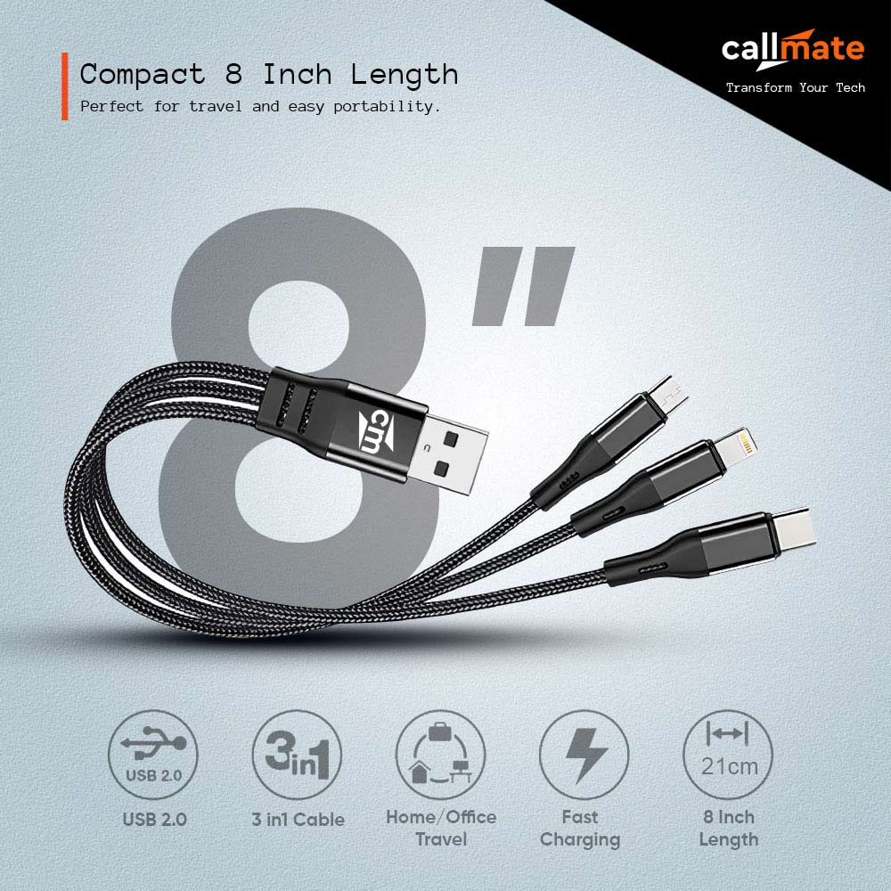 CM47: 3 in 1 Cable (12W, 25 CM)