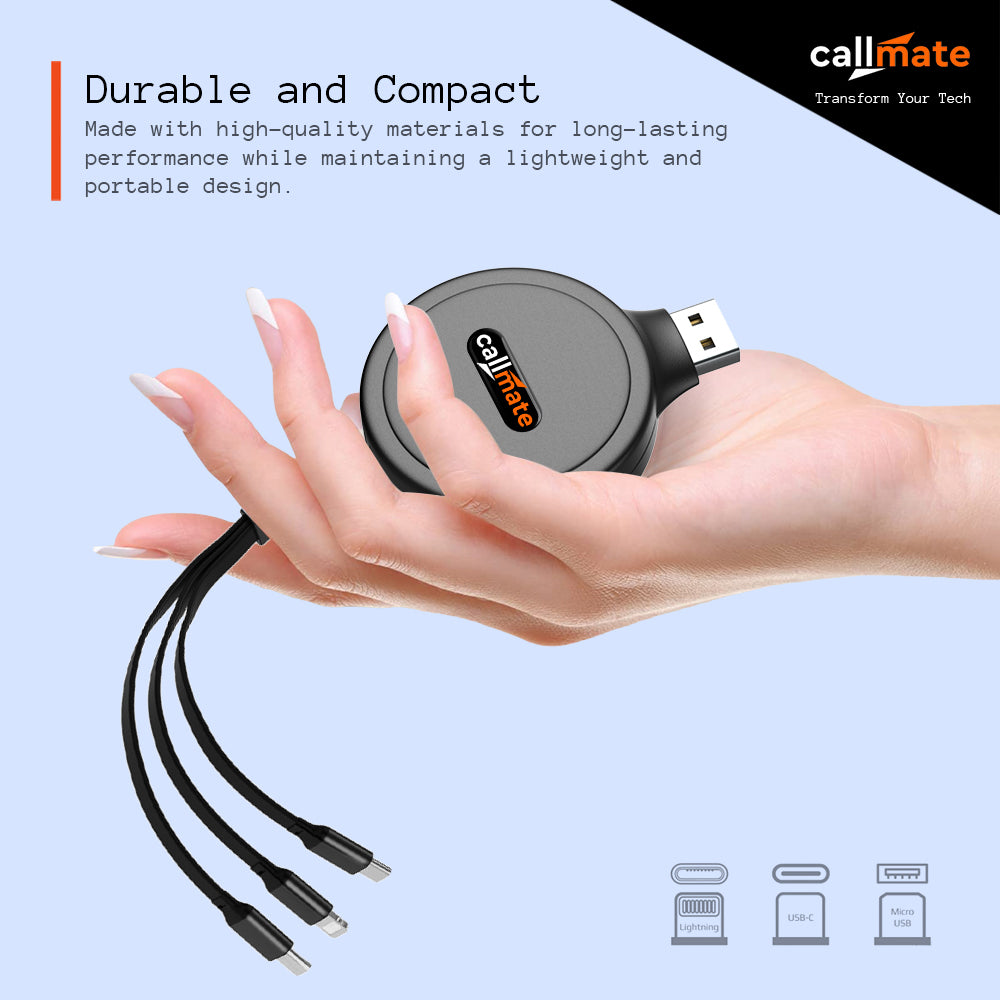 Tricord: 3 in 1 Retractable Charging Cable