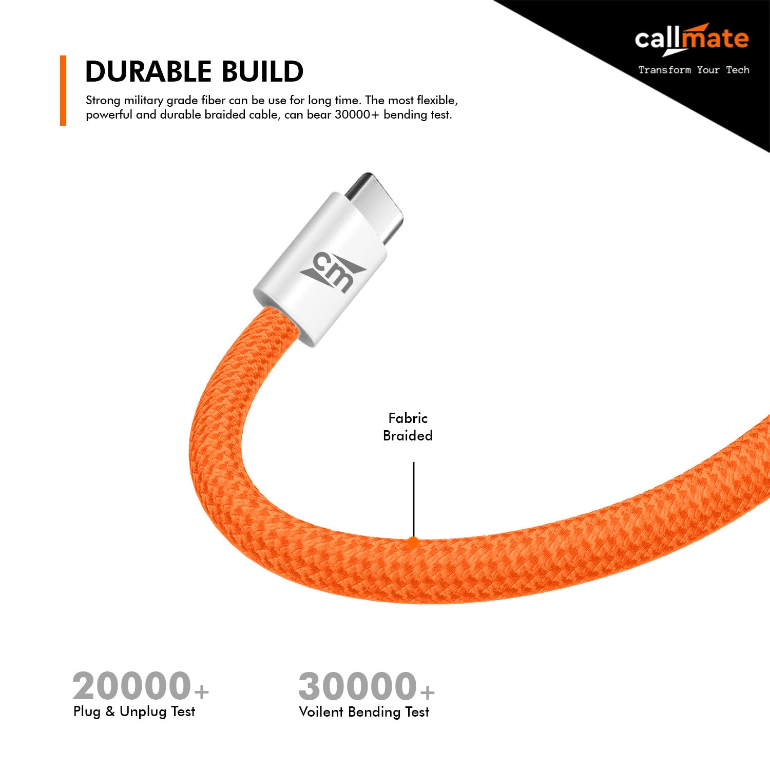 60W USB-C to USB-C Data & Charging Cable (1M, Orange)