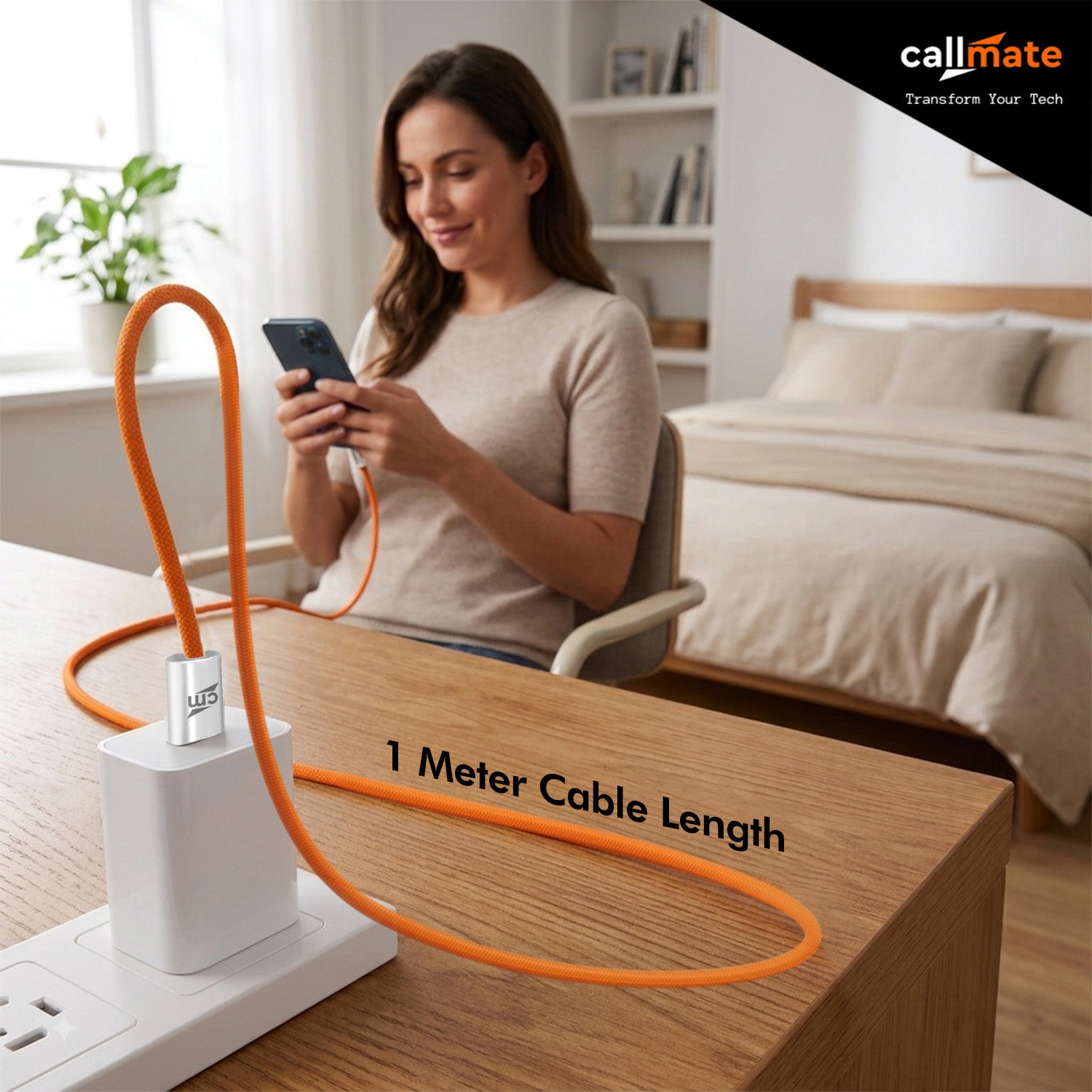 60W USB-C to USB-C Data & Charging Cable (1M, Orange)