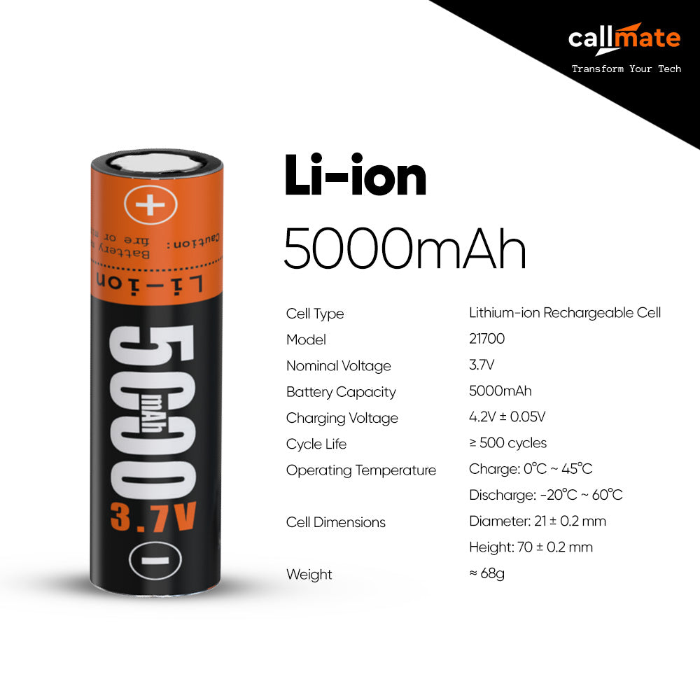 Callmate 5000mAh Lithium-Ion Rechargeable Cell