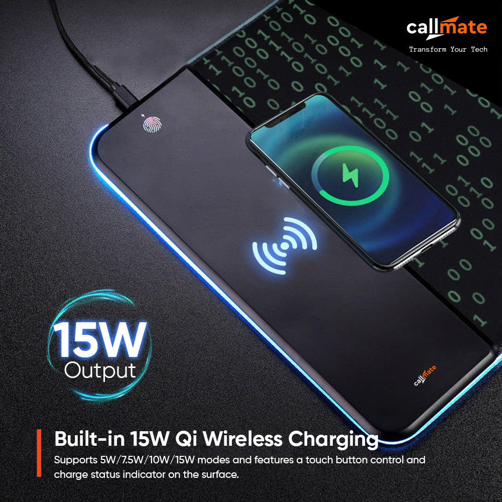RGB Lighting Mouse Pad with 15W Wireless Charger