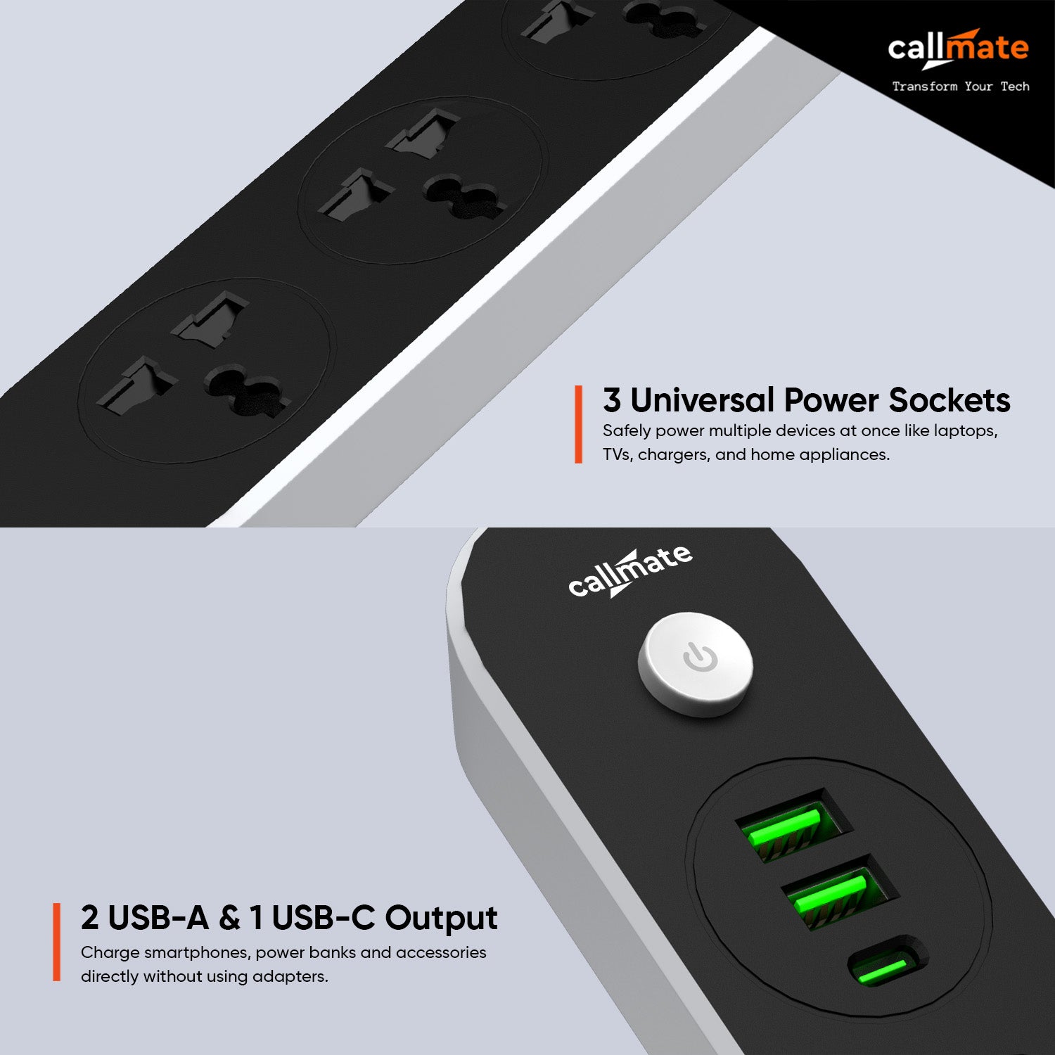 Vision: The Extension Board (3x AC Socket, 2x USB-A, 1x Type-C)