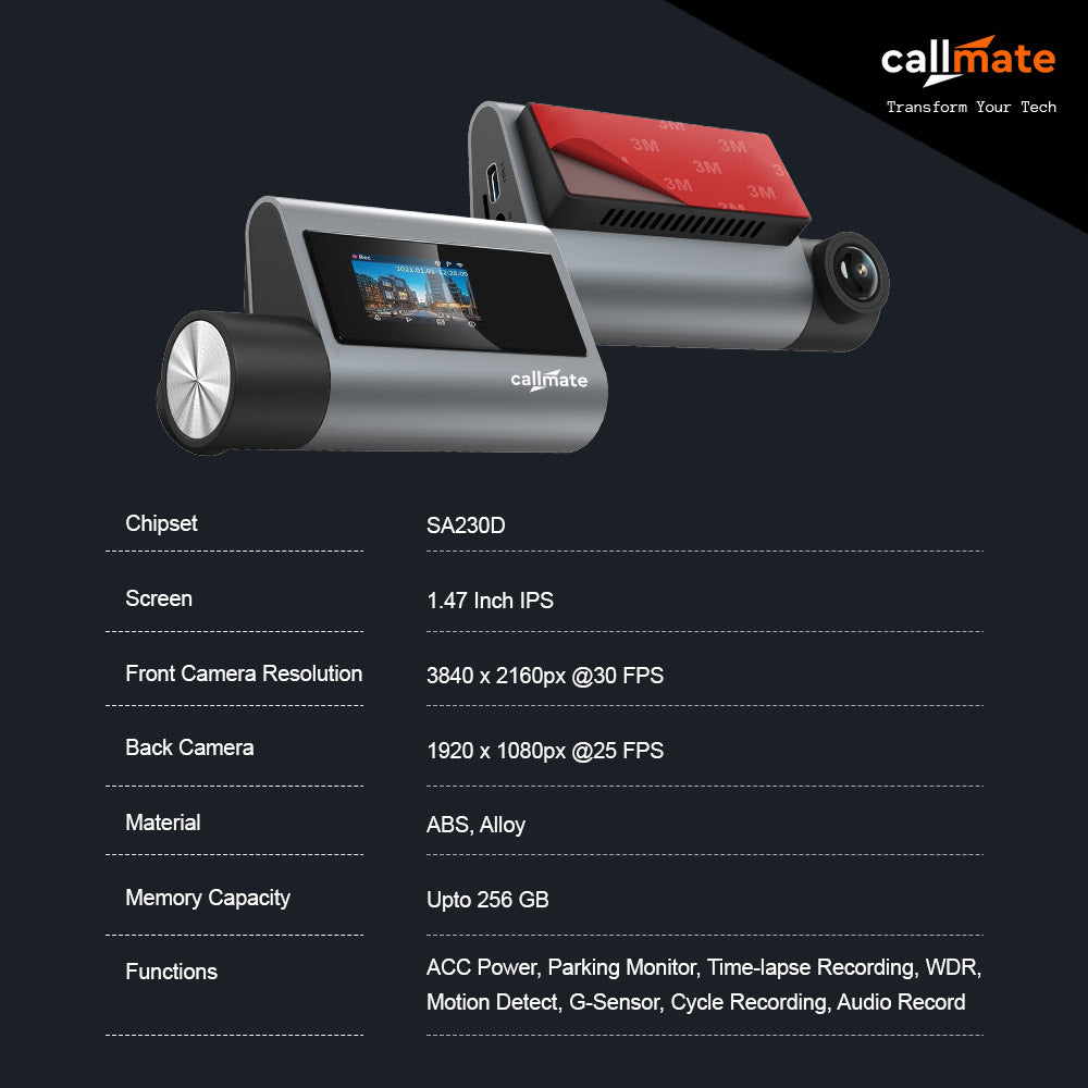 Roadvoyager: Car Dashboard Camera 4k Ultra HD with Back Camera