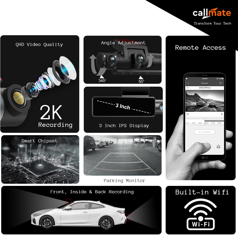 Roadventurer: Car Dashboard Camera 2k QHD with Back Camera