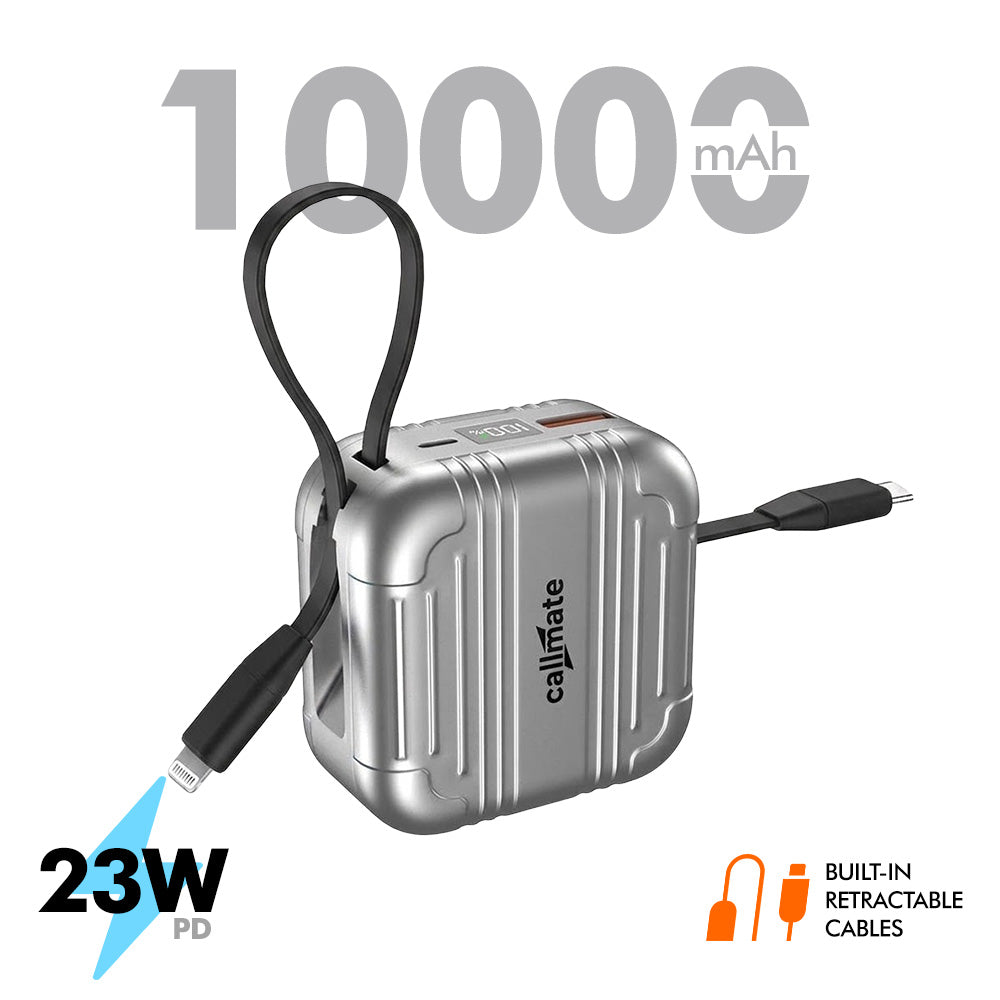 Minitrunk Power Bank 10000mAh with Retractable Cable