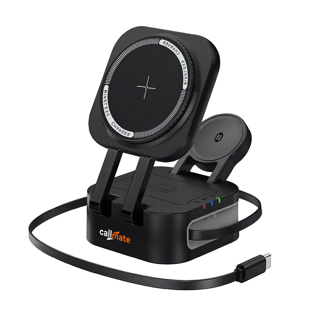 Syncpad: 3 in 1 Wireless Charger with Retractable Cable