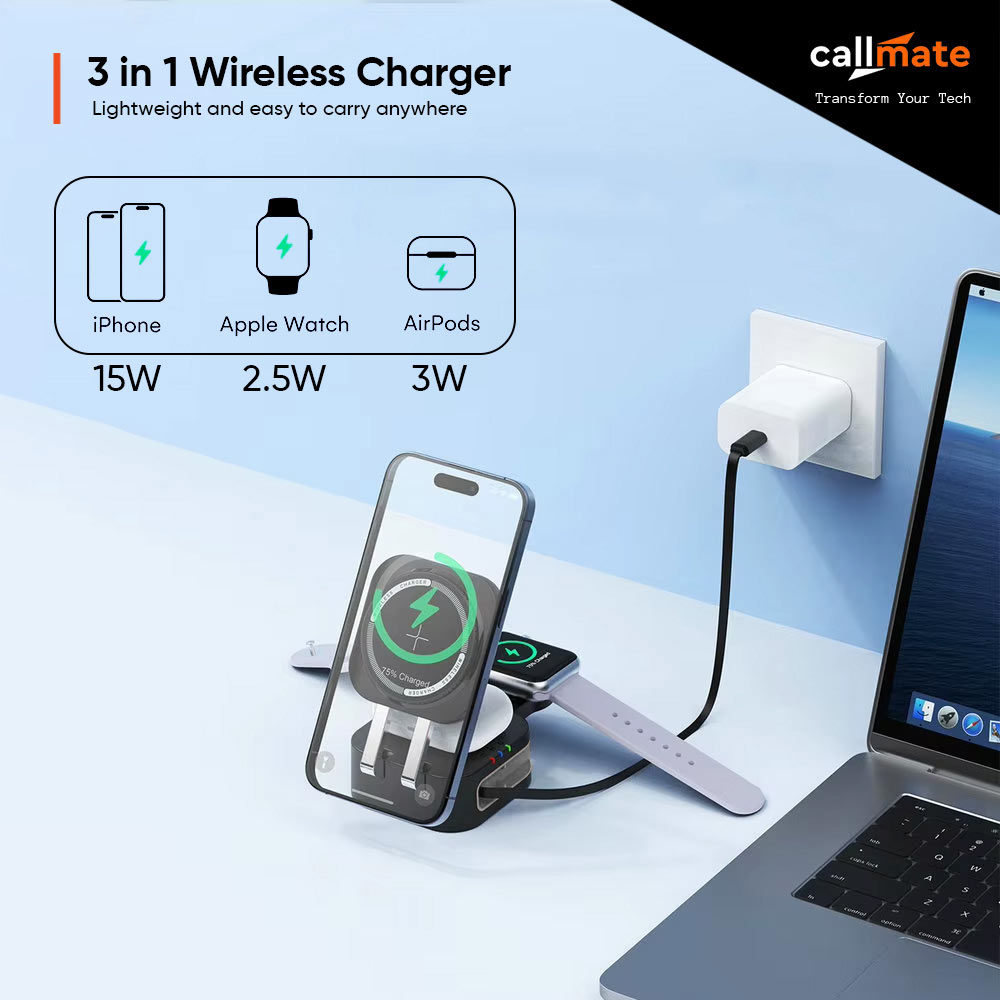 Syncpad: 3 in 1 Wireless Charger with Retractable Cable