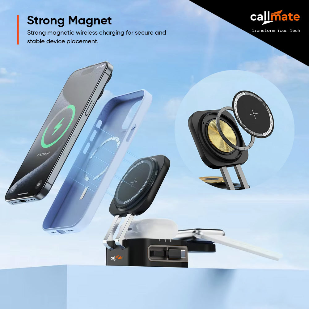 Syncpad: 3 in 1 Wireless Charger with Retractable Cable