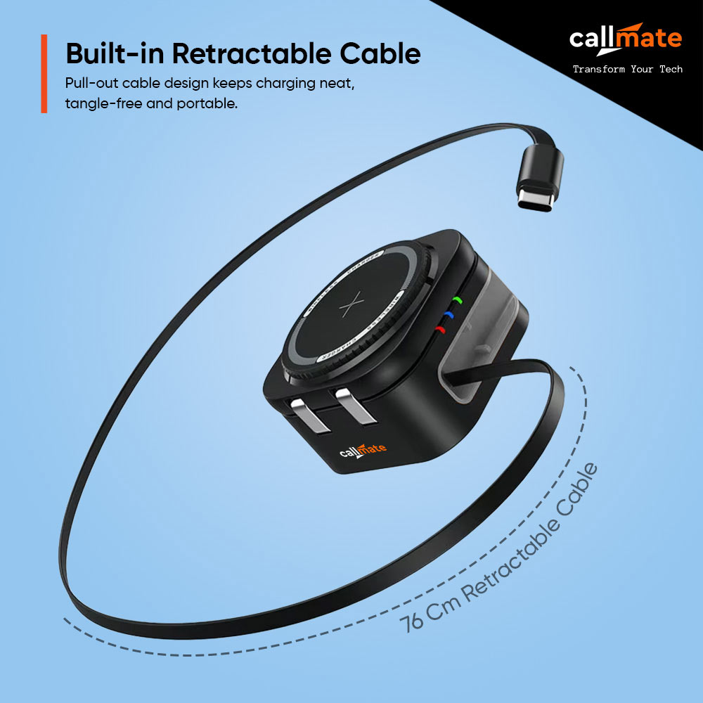 Syncpad: 3 in 1 Wireless Charger with Retractable Cable