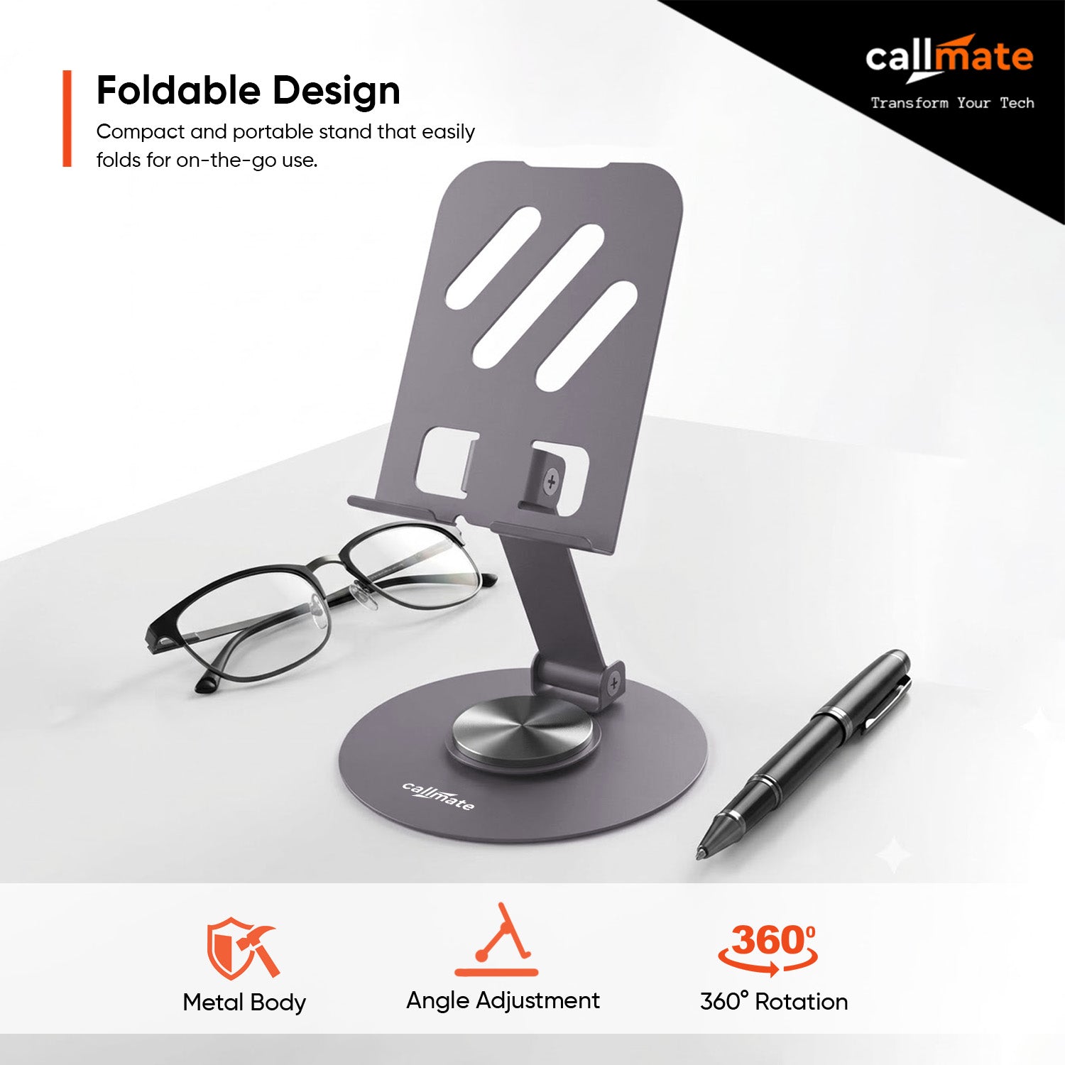 Foldable & Portable Mobile Holder (360° Rotation)